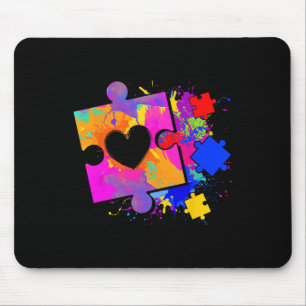 Autism Awareness Tie Dye Puzzle Piece Heart Boys G Mouse Pad