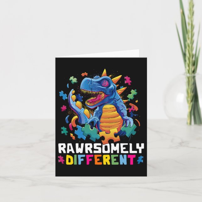 Autism Awareness Toddler Embrace Differences Dino  Card (Front)