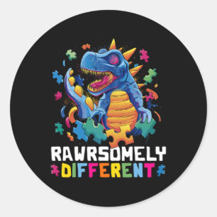 Autism Awareness Toddler Embrace Differences Dino Classic Round Sticker