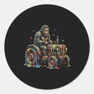 Autism awareness tractor puzzle autistic bigfoot classic round sticker