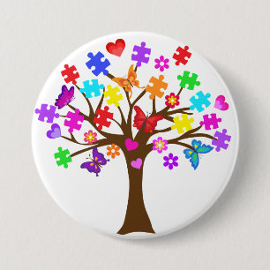 Autism Awareness Tree 7.5 Cm Round Badge