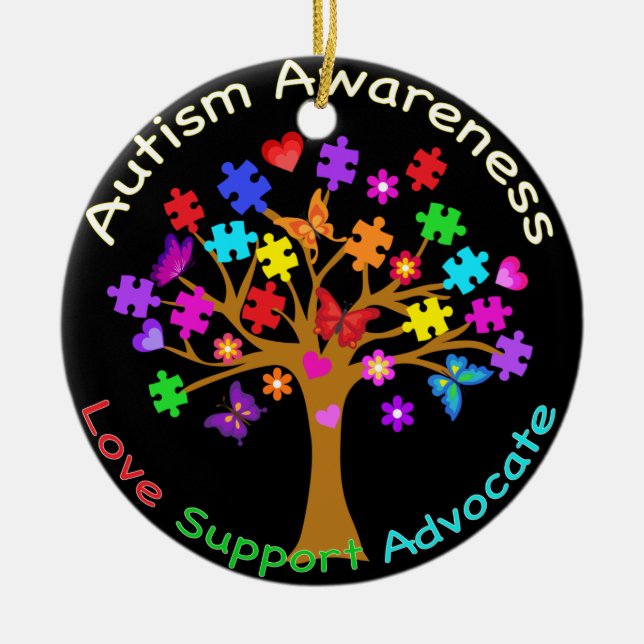 Autism Awareness Tree Ceramic Tree Decoration (Front)