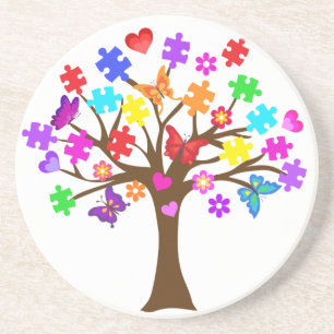 Autism Awareness Tree Coaster