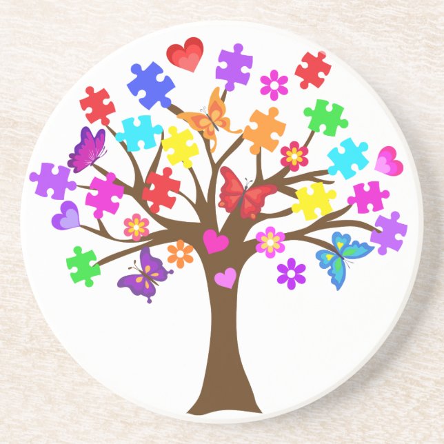 Autism Awareness Tree Coaster (Front)