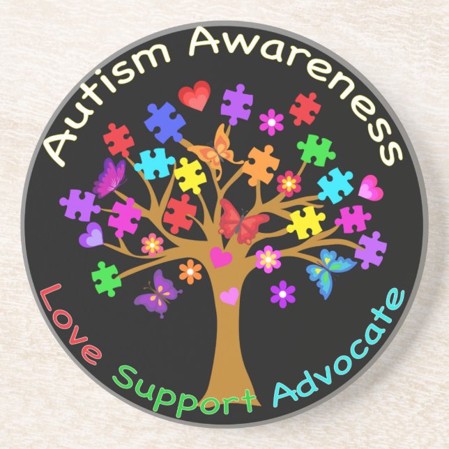 Autism Awareness Tree Coaster (Front)