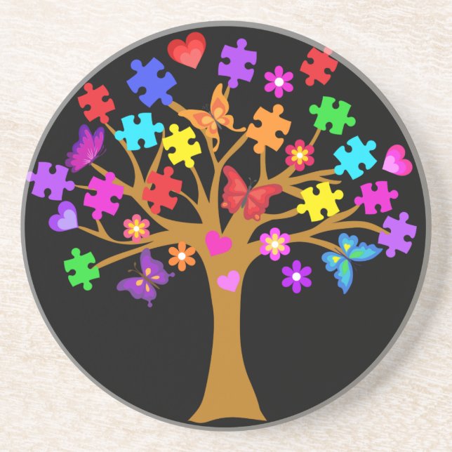Autism Awareness Tree Coaster (Front)