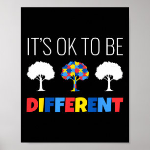 Autism Awareness Tree It’s Ok To Be Different  Poster