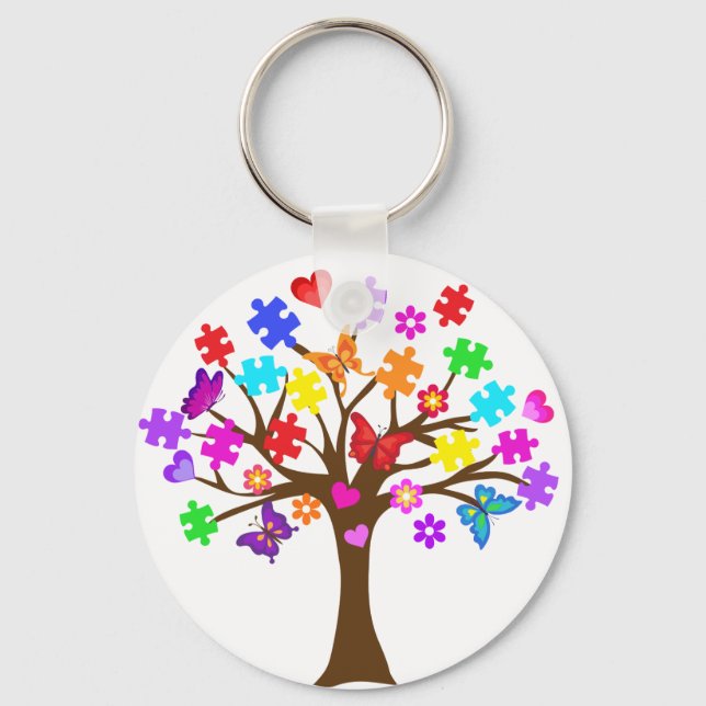 Autism Awareness Tree Key Ring (Front)