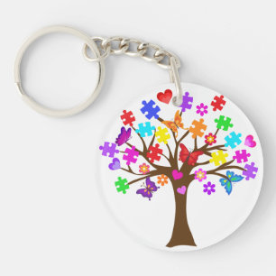 Autism Awareness Tree Key Ring