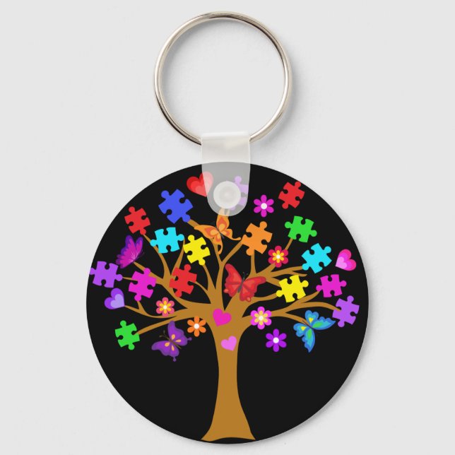 Autism Awareness Tree Key Ring (Front)