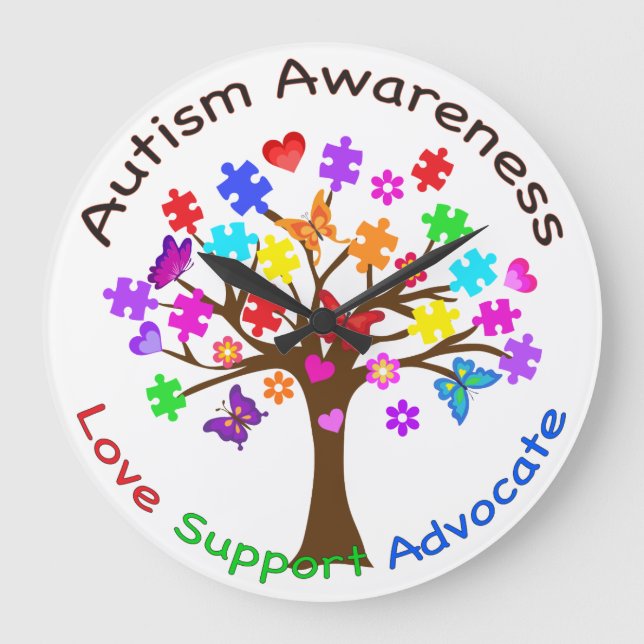 Autism Awareness Tree Large Clock (Front)