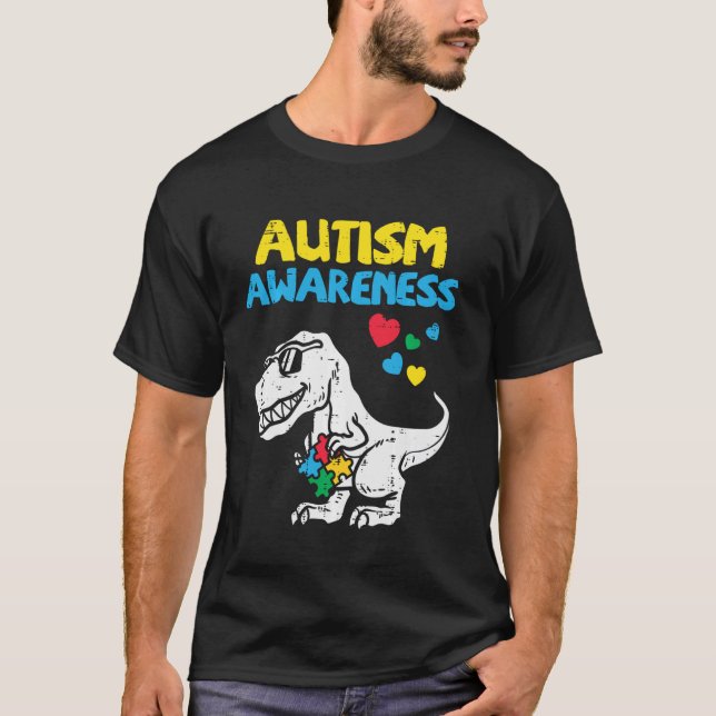 Autism Awareness Trex Dino Cute Dinosaur Toddler B T-Shirt (Front)