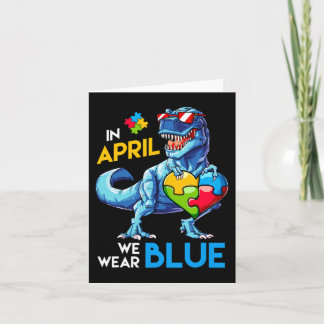 Autism Awareness Trex Dino Dinosaur Dinosaurus Wea Card
