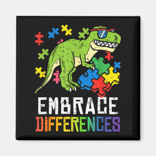 Autism Awareness Trex Embrace Differences Dinosaur Magnet