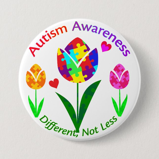 Autism Awareness Tulip 7.5 Cm Round Badge (Front)