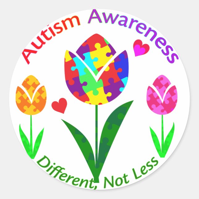 Autism Awareness Tulip Classic Round Sticker (Front)