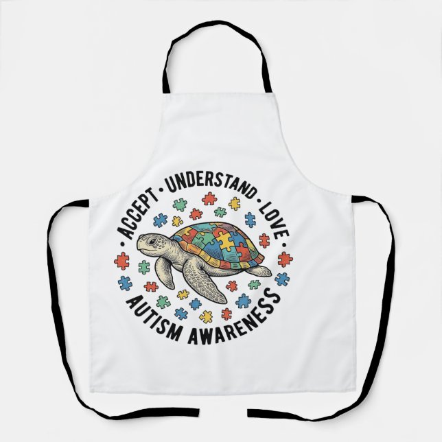 Autism Awareness Turtle Puzzle Vector Design_1 Apron (Front)