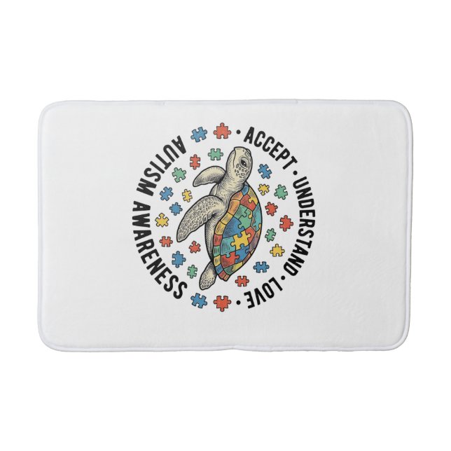 Autism Awareness Turtle Puzzle Vector Design_1 Bath Mat (Front)