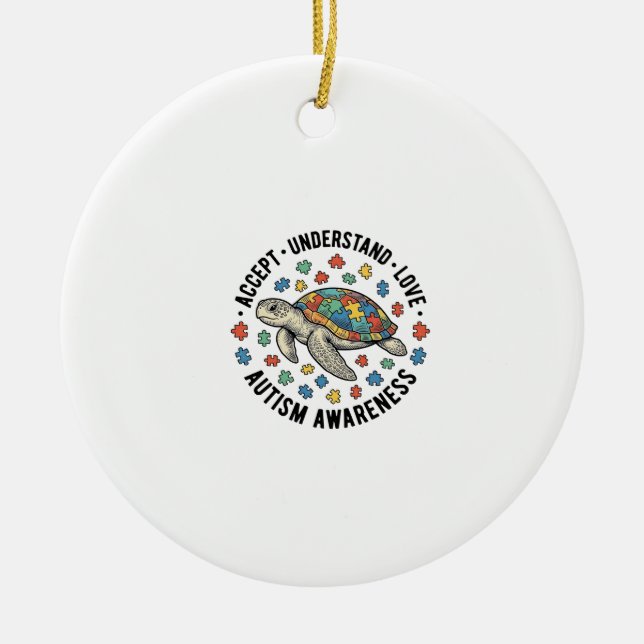 Autism Awareness Turtle Puzzle Vector Design_1 Ceramic Ornament (Front)