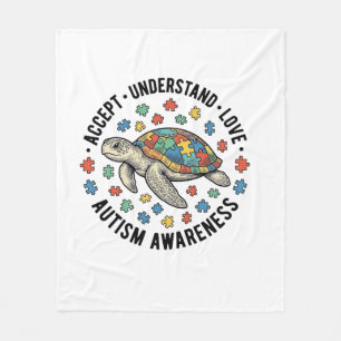 Autism Awareness Turtle Puzzle Vector Design_1 Fleece Blanket