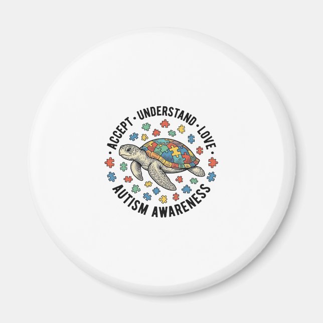 Autism Awareness Turtle Puzzle Vector Design_1 Magnet (Front)