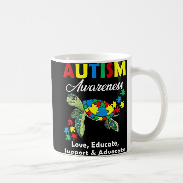 Autism Awareness Turtles Puzzle Mum Support Autist Coffee Mug (Right)