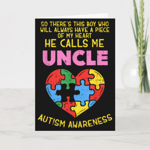 Autism Awareness Uncle Shirt Boy Piece Of My Heart Card