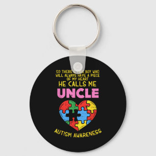 Autism Awareness Uncle Shirt Boy Piece Of My Heart Key Ring