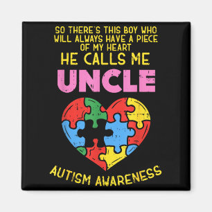 Autism Awareness Uncle Shirt Boy Piece Of My Heart Magnet