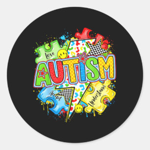 Autism Awareness Understand Love Autistic Teacher Classic Round Sticker