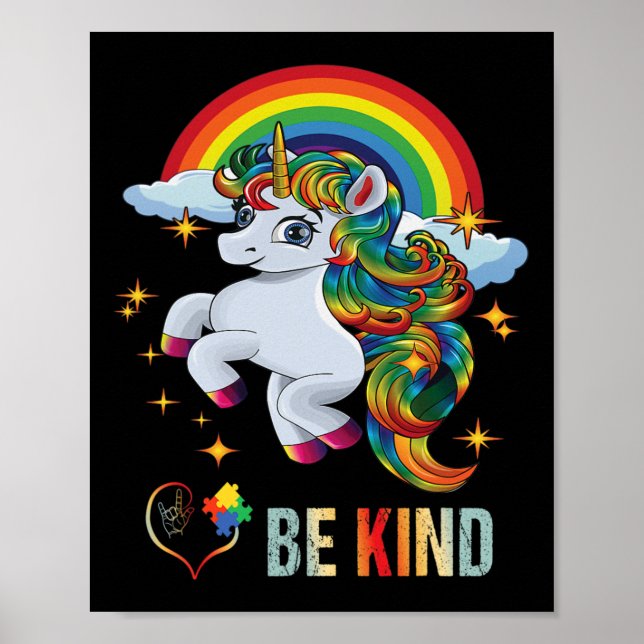 Autism Awareness Unicorn Be Kind Asl Love Sign Lan (Front)