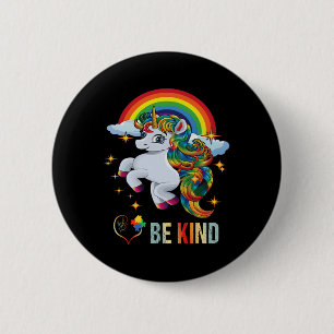 Autism Awareness Unicorn Be Kind Asl Love Sign Lan 6 Cm Round Badge