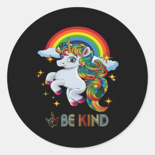 Autism Awareness Unicorn Be Kind Asl Love Sign Lan Classic Round Sticker