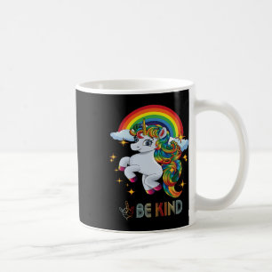 Autism Awareness Unicorn Be Kind Asl Love Sign Lan Coffee Mug