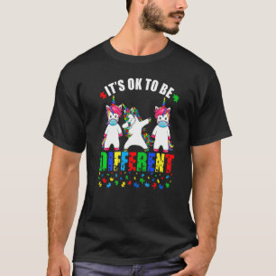 Autism Awareness Unicorn Face Mask It's Ok To Be D T-Shirt