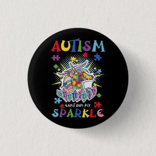 Autism Awareness Unicorn For Autism Mom Can_t Dim  3 Cm Round Badge