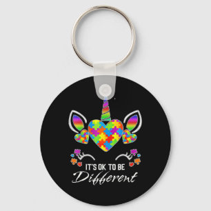 Autism Awareness Unicorn Mask It's Ok To Be Differ Key Ring