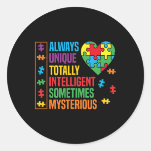 Autism Awareness Unique Intelligent Mysterious 2  Classic Round Sticker