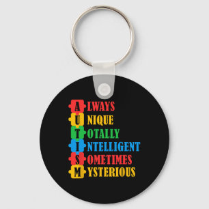 Autism Awareness Unique Intelligent Mysterious 3 Key Ring