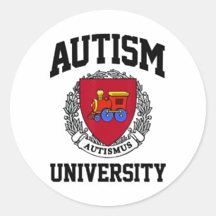 Autism Awareness University Puzzle Pieces Support Classic Round Sticker