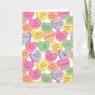 Autism Awareness Valentine Heart Candy Sayings Holiday Card