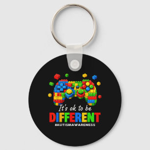 Autism Awareness Video Game Building Blocks Bricks Key Ring