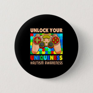 Autism awareness video game puzzle gamer kids boys 6 cm round badge