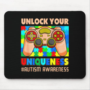 Autism awareness video game puzzle gamer kids boys mouse pad