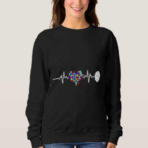 Autism Awareness Volleyball Puzzle Heartbeat Sport Sweatshirt