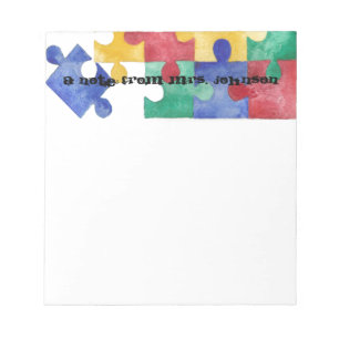 Autism Awareness watercolor puzzle notepad