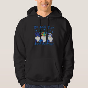 Autism Awareness We Wear Blue Puzzle Gnomes Holdin Hoodie