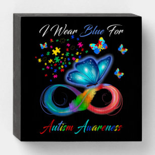 Autism Awareness - Wear Blue For Autism Awareness Wooden Box Sign