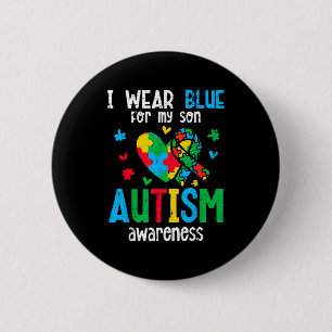 Autism awareness wear blue for son asd mom dad men 6 cm round badge