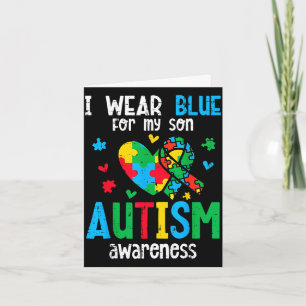 Autism awareness wear blue for son asd mom dad men card